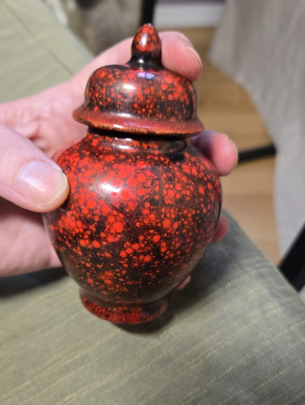Red Speckled Decorative Ginger Jar